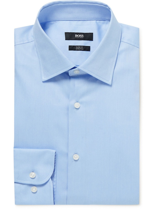 Photo: Hugo Boss - Slim-Fit Cotton-Blend Shirt - Blue