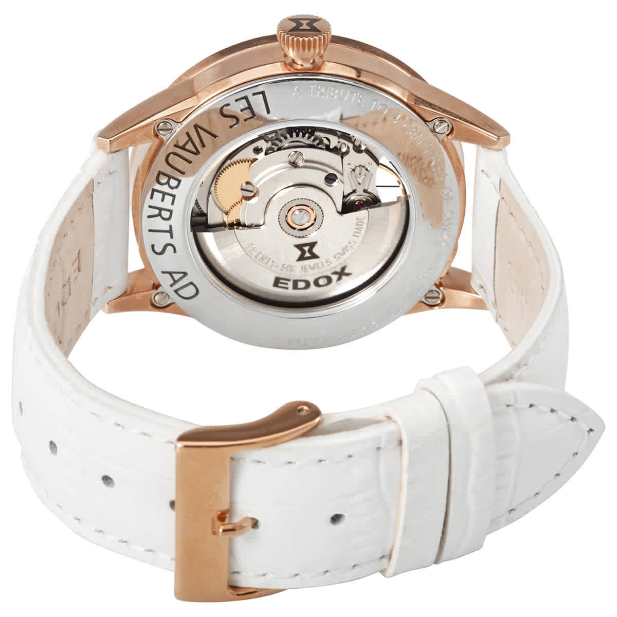 Edox Les Vauberts Open Heart White Mother of Pearl Dial Automatic Ladies Watch 85019 37RA NADR