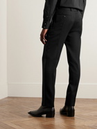 Alexander McQueen - Slim-Fit Tapered Silk Satin-Trimmed Wool-Twill Trousers - Black