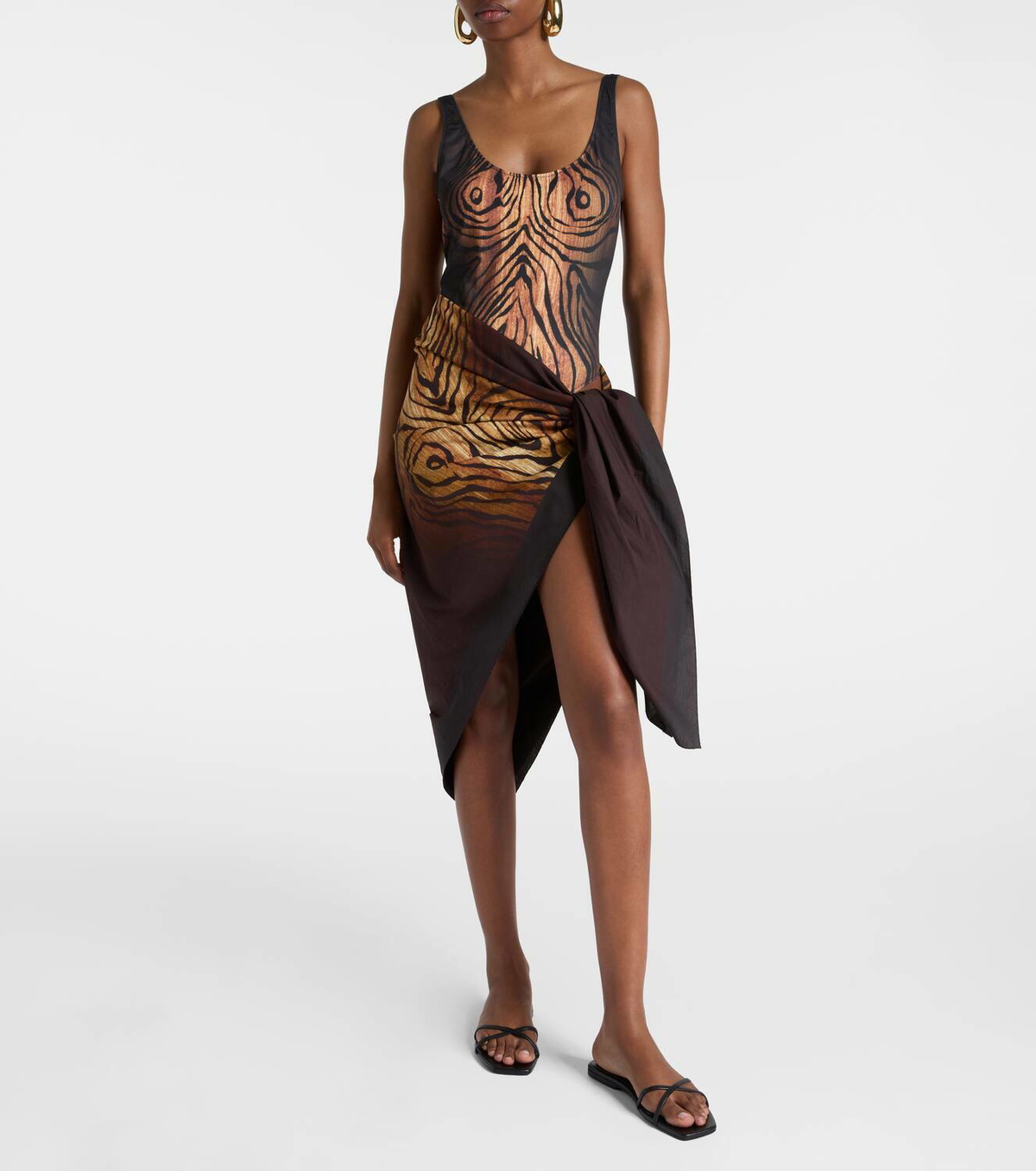 Jean Paul Gaultier Printed cotton beach cover-up