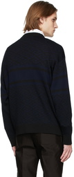 Versace Black & Navy La Greca Sweater