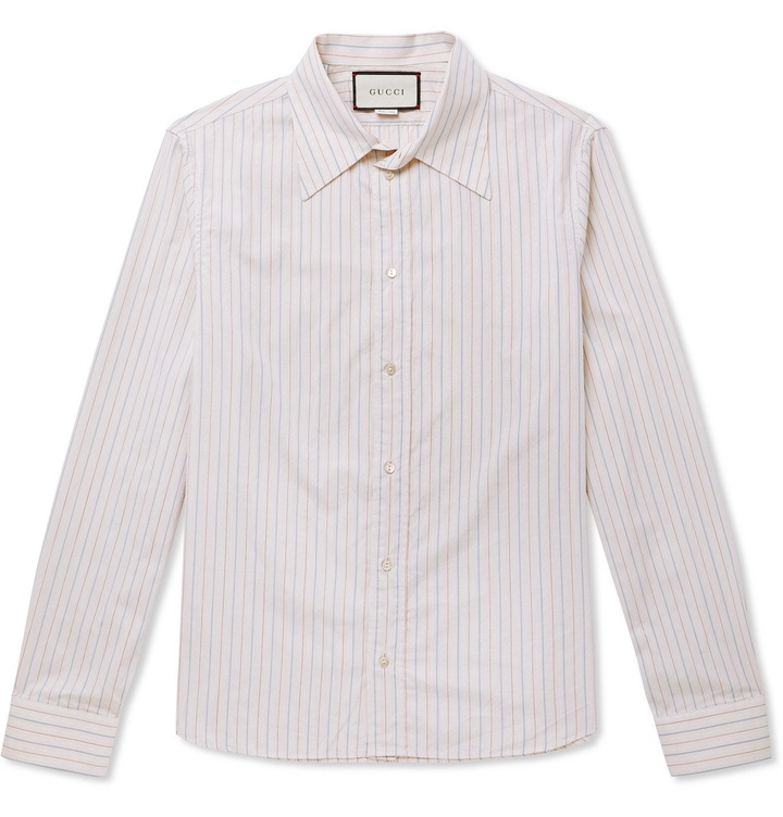 Photo: Gucci - Slim-Fit Striped Embroidered Cotton Shirt - Multi