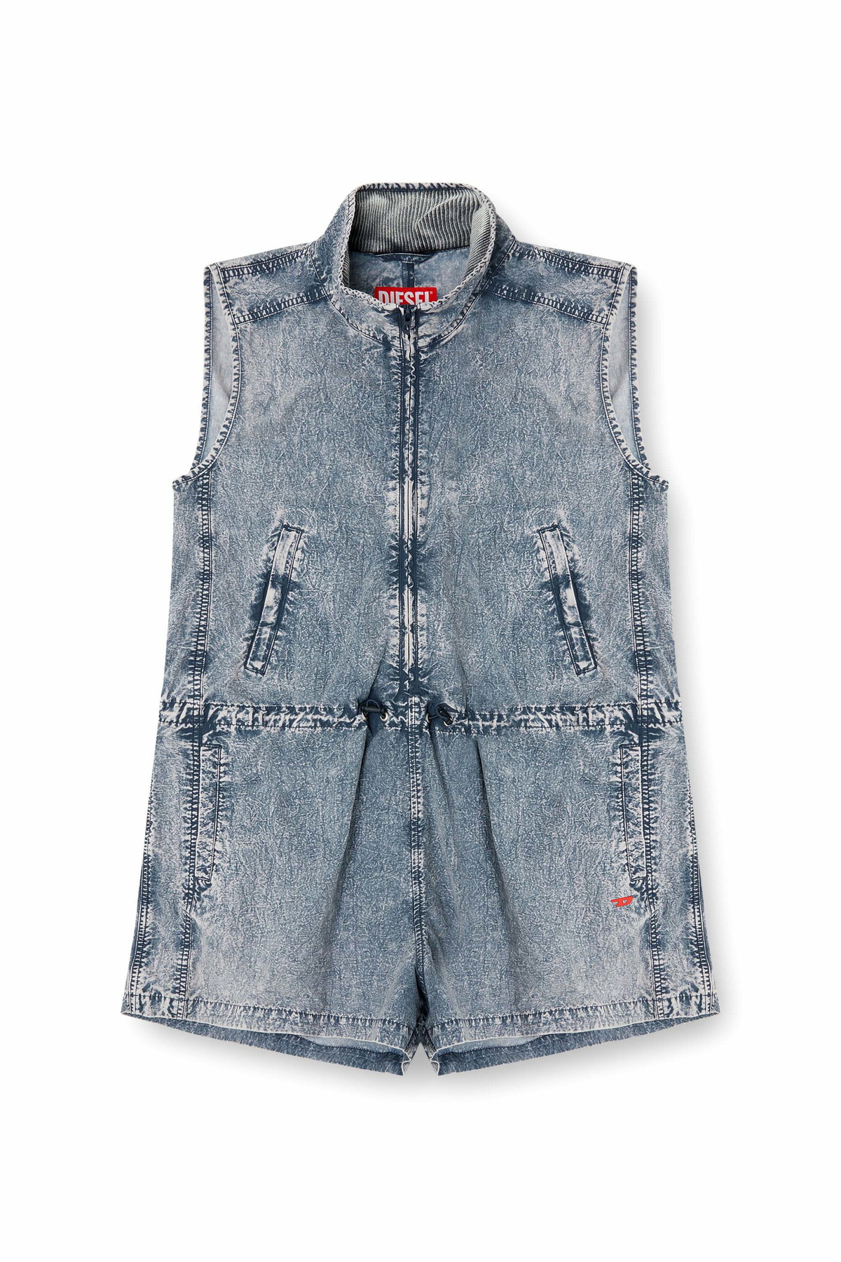 Diesel Playsuit in treated nylon - Jumpsuits Womens in Blue
