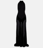 McQueen Velvet-trimmed silk georgette gown