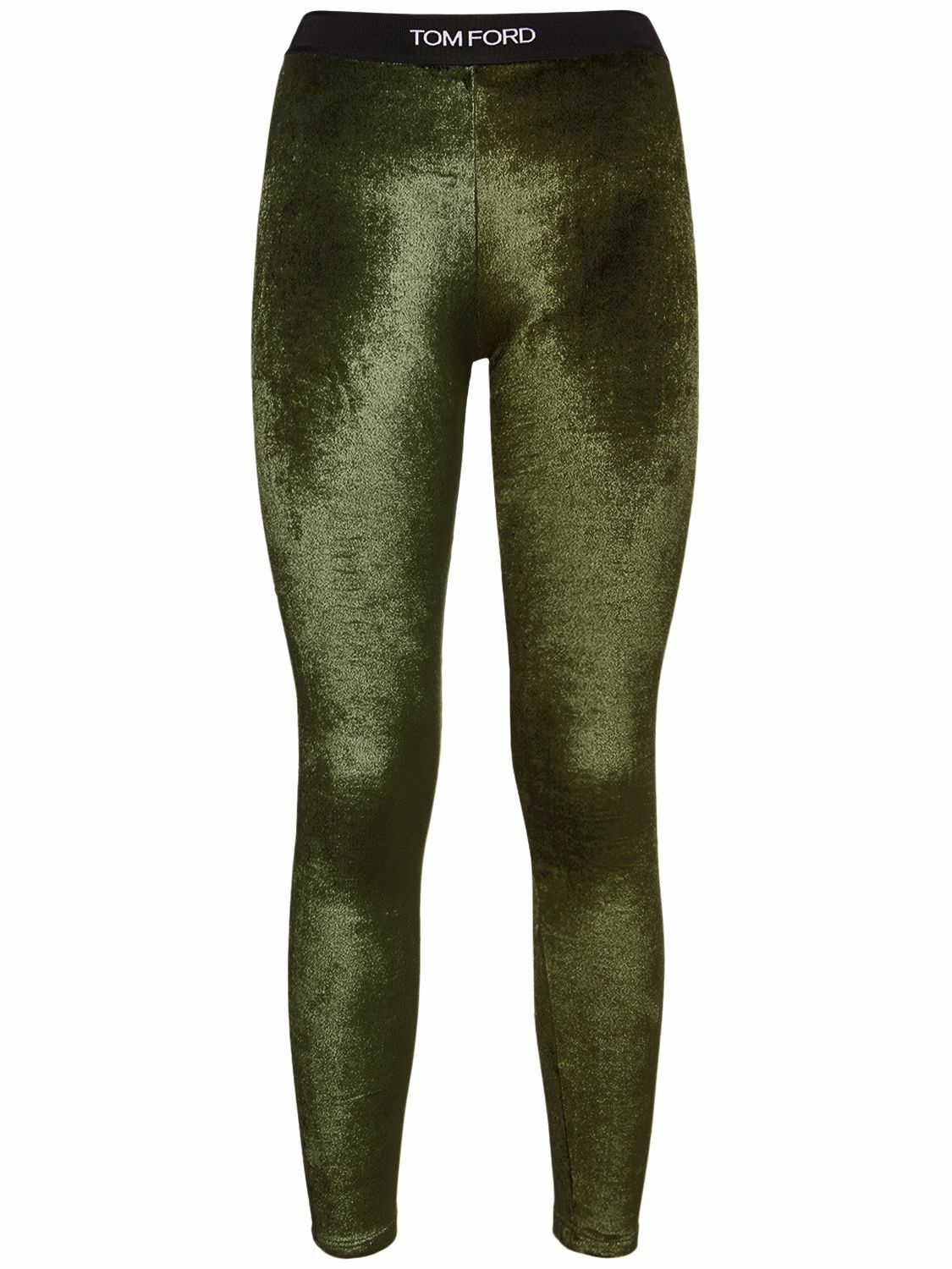 TOM FORD - STRETCH VELVET LEGGINGS WITH LOGO - Eleonora Bonucci