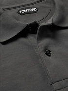 TOM FORD - Garment-Dyed Cotton-Piqué Polo Shirt - Gray