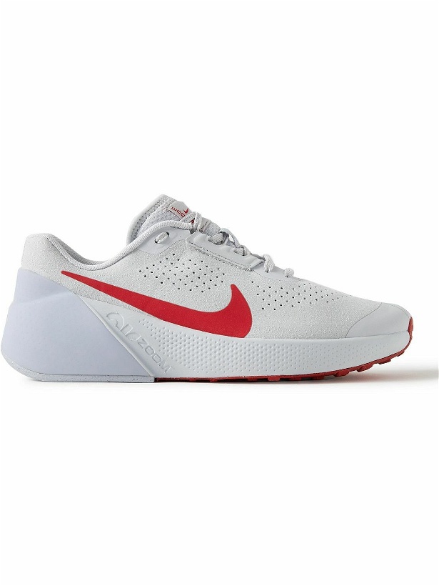 Photo: Nike Training - Nike Air Zoom TR 1 Rubber-Trimmed Suede Sneakers - Gray