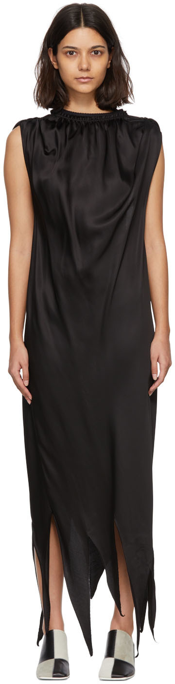 black structured midi dress Elegant Off-Shoulder Black Midi Dress with Metal Decor
