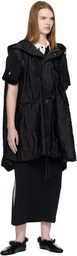 sacai Black Quilted Satin Hooded Vest