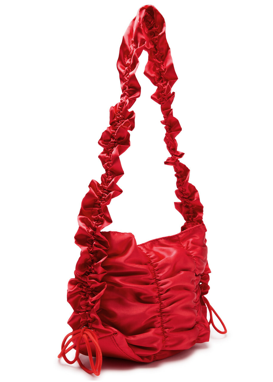 Damson Madder Ruched Satin Shoulder bag - Red - One Size