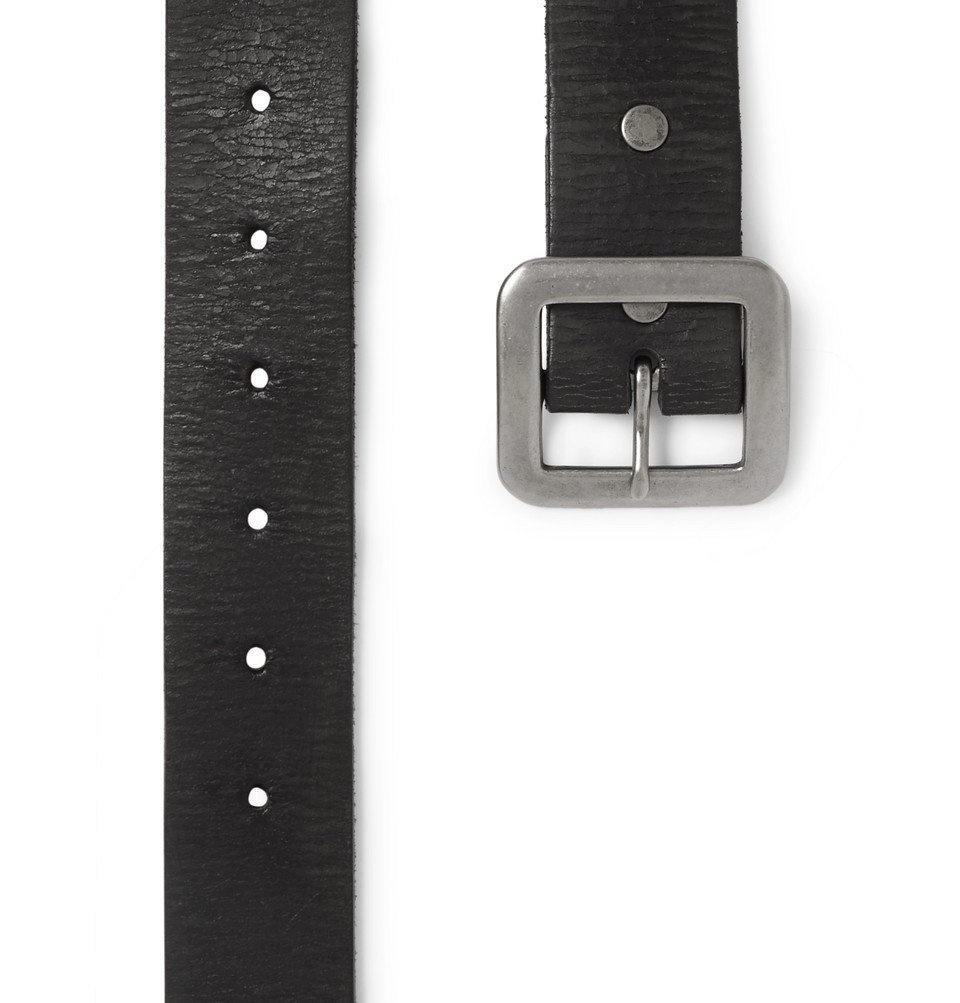 小物 ベルト RRL - 3.5cm Black Burlington Distressed Leather Belt - Black RRL