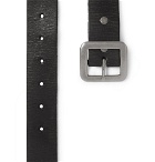 RRL - 3.5cm Black Burlington Distressed Leather Belt - Black