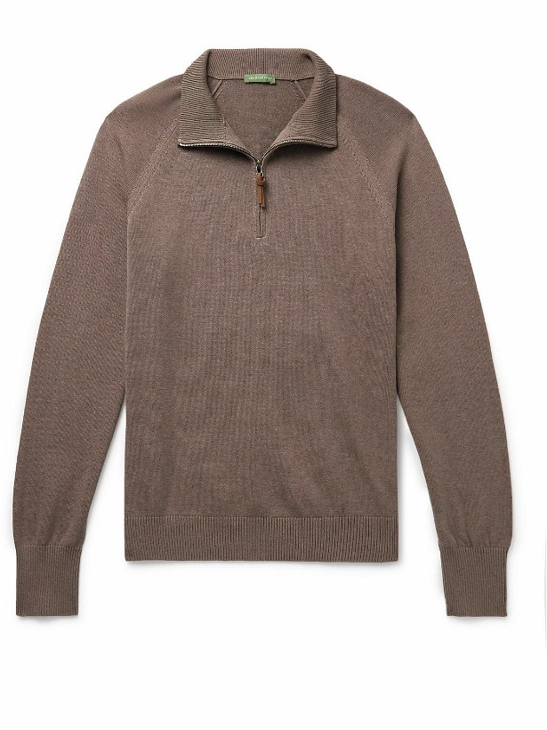 Photo: Sid Mashburn - Cotton Half-Zip Sweater - Brown