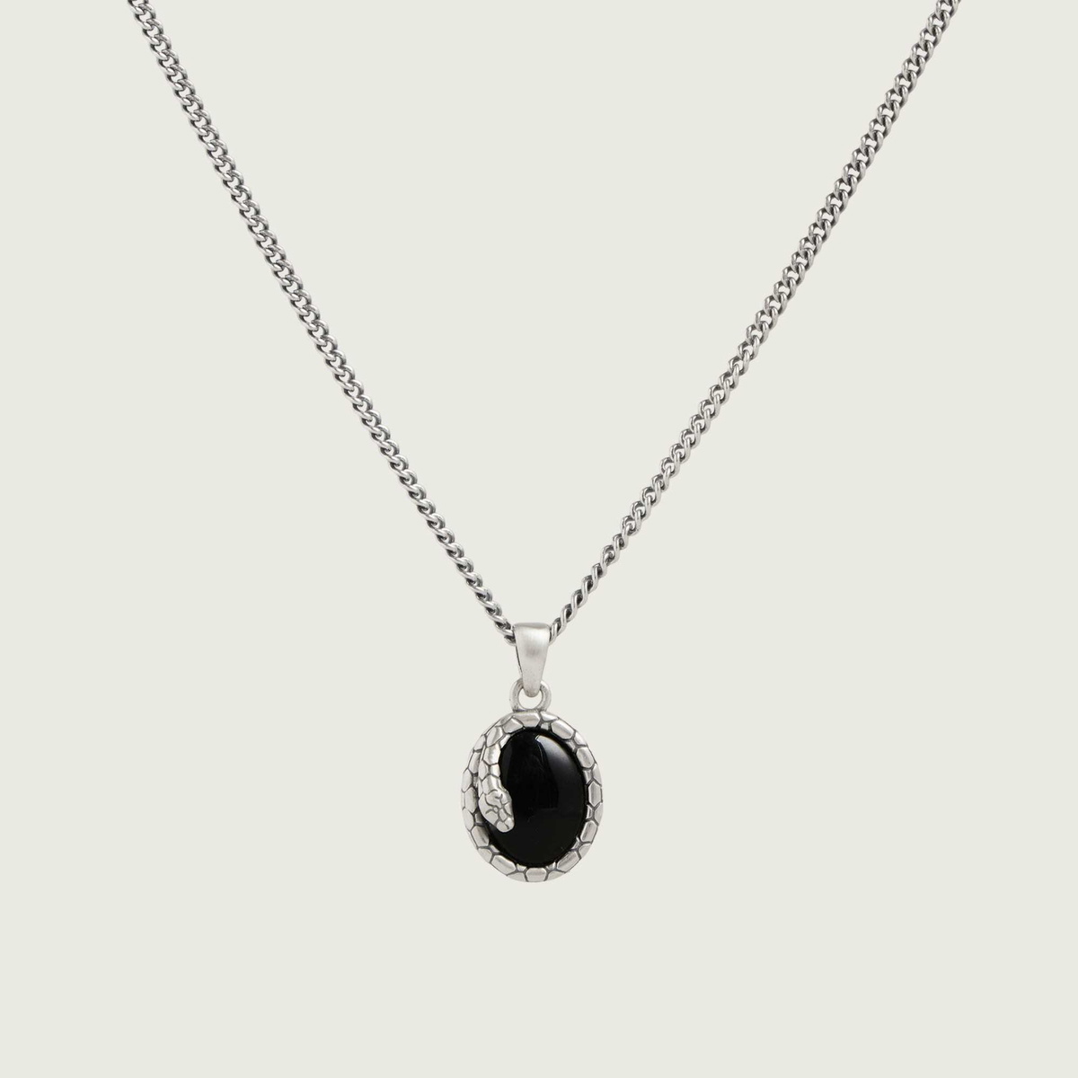 Serge DeNimes Men's Onyx Serpent Necklace in Silver