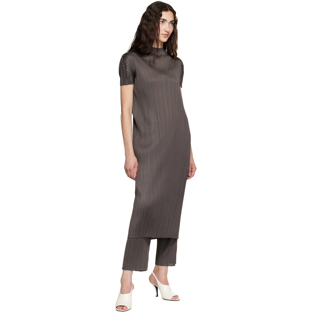 PLEATS PLEASE ISSEY MIYAKE Gray Monthly Colors June Midi Dress