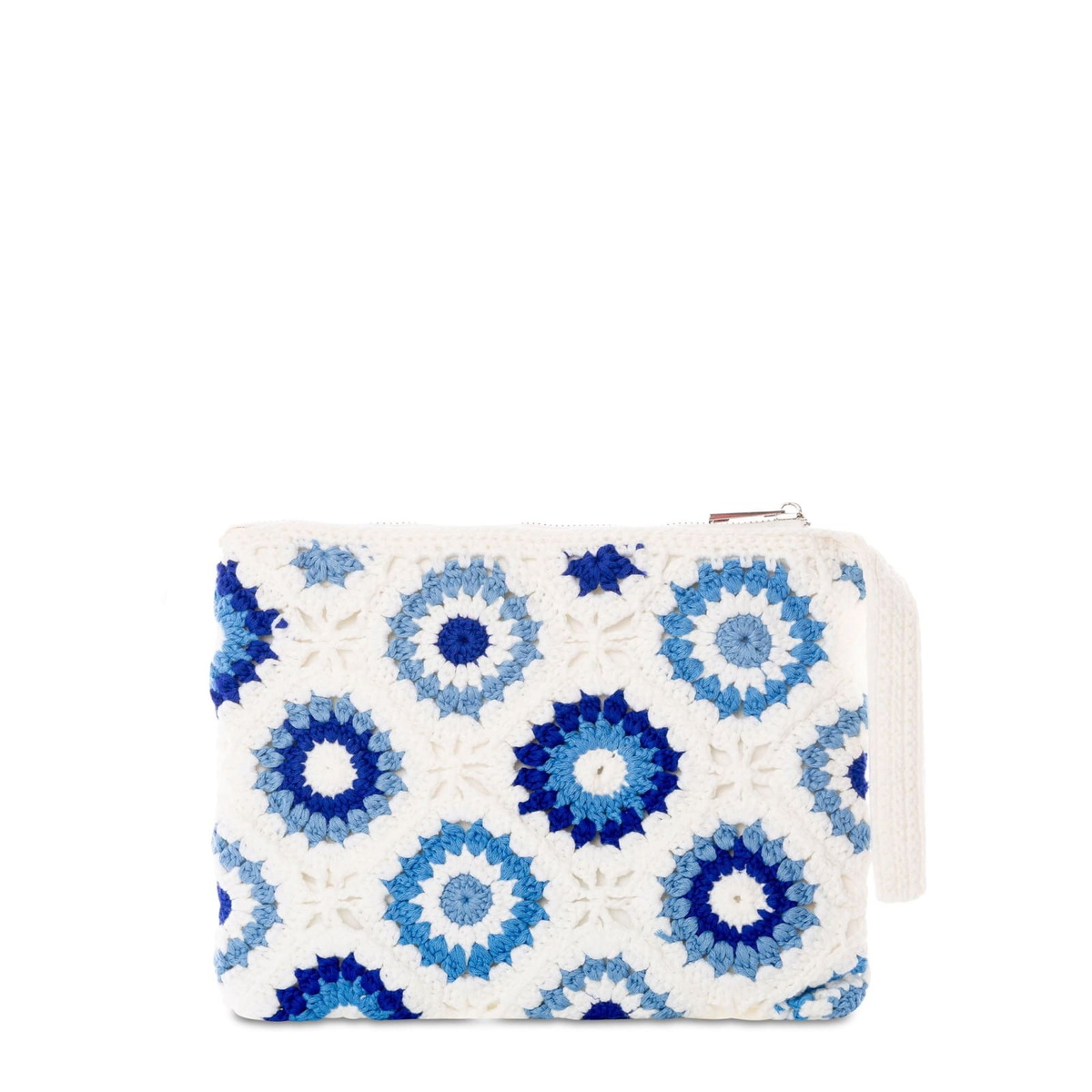 MC2 Saint Barth Parisienne White Crochet Pouch Bag With Saint Barth Embroidery