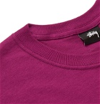 Stüssy - Logo-Print Cotton-Blend Jersey T-Shirt - Burgundy