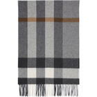 Burberry Grey Cashmere Mega Check Scarf