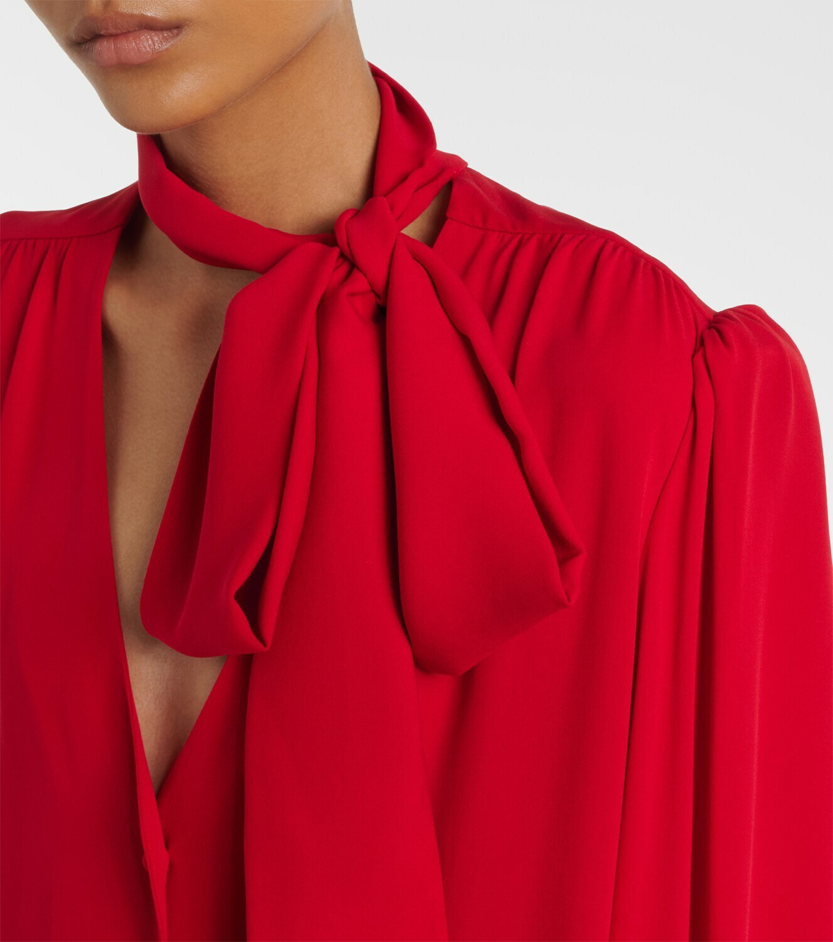 Valentino Tie-neck silk georgette blouse