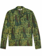 Karu Research - Camp-Collar Printed Silk-Gauze Shirt - Green