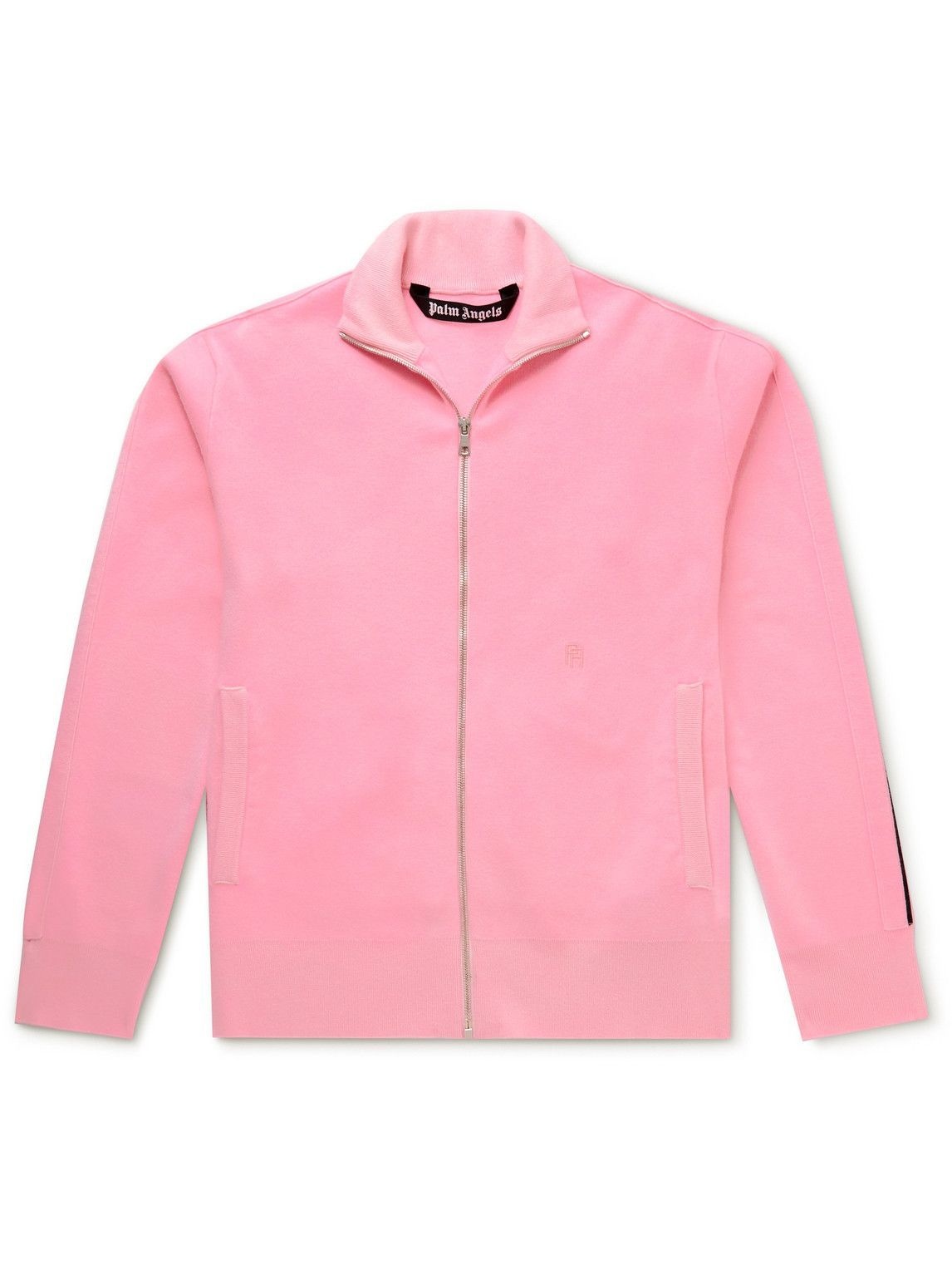 Palm Angels - Striped Logo-Embroidered Cashmere Track Jacket - Pink ...