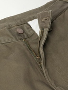CELINE - Straight-Leg Distressed Cotton-Twill Chinos - Green