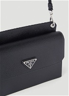 Saffiano Leather Phone Crossbody Bag in Black