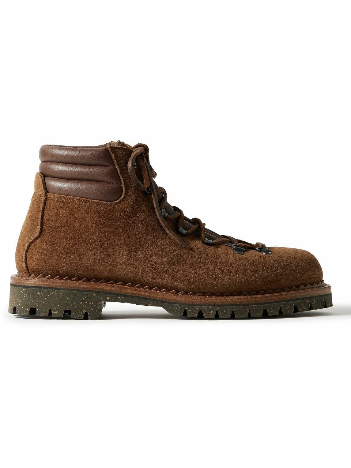 Photo: Yuketen - Vittore Shearling-Lined Leather-Trimmed Suede Boots - Brown