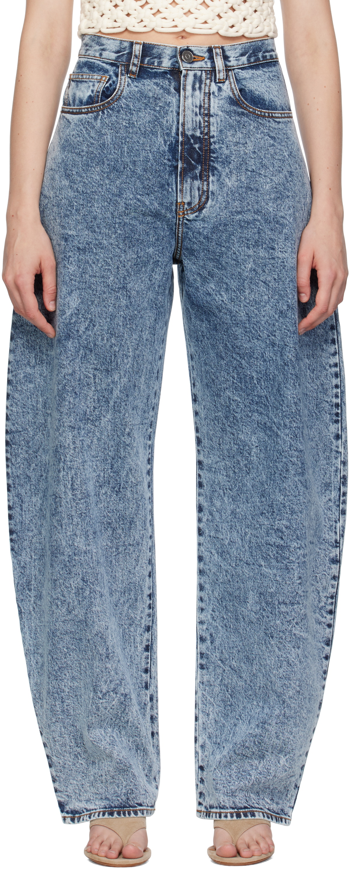 デニム・ジーパン ALAIA KNITTED BAND DENIM JEANS ALAÏA LIGHT BLUE KNIT BAND JEANS IN SNOW DENIM |ALAÏA US