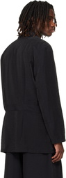 Y-3 Black Crinkled Viscose Chore Blazer
