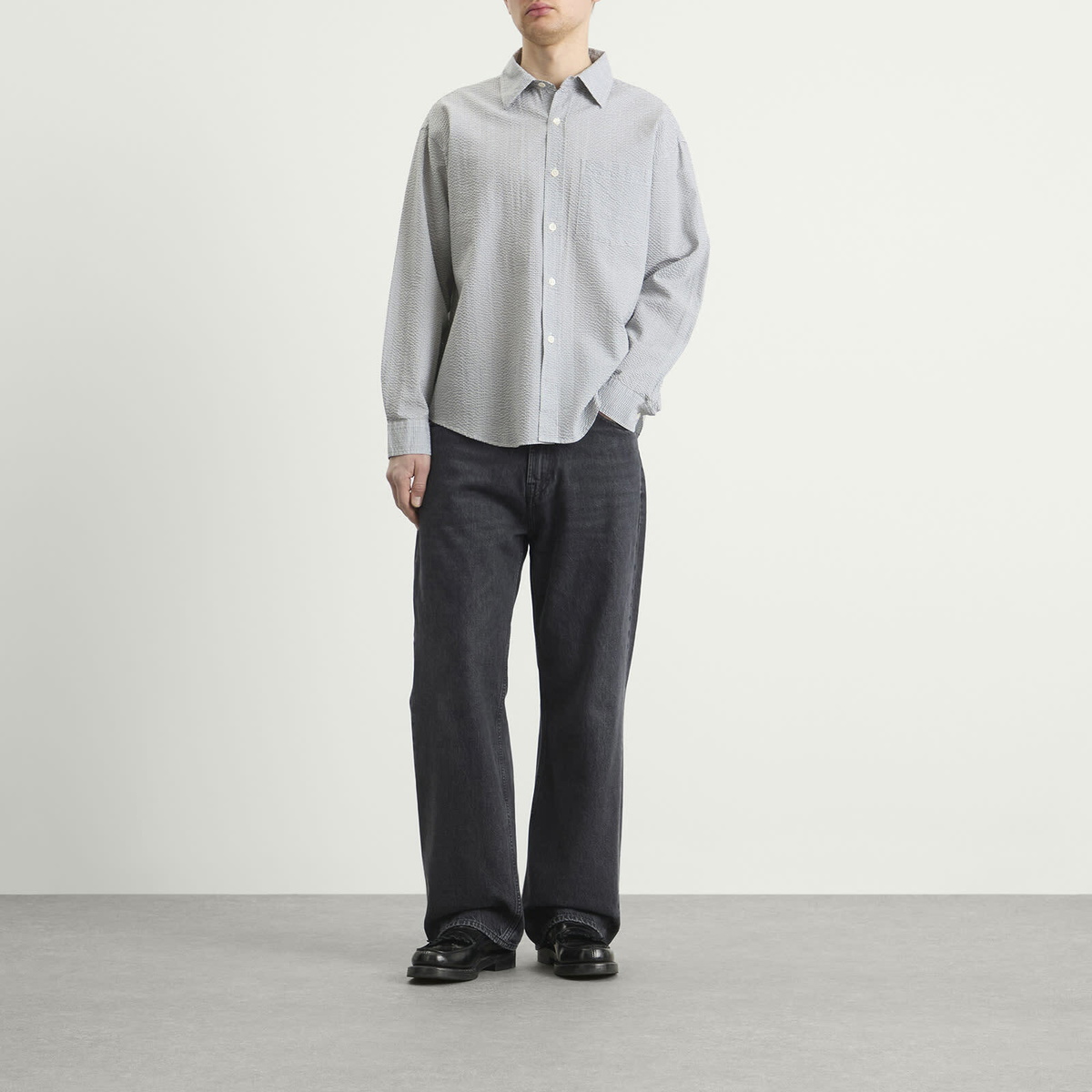 mfpen Men's Textured Check Executive Shirt in Bottle Grey