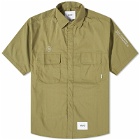 WTAPS Men's 8 Printed Short Sleeve Shirt in Olive Drab