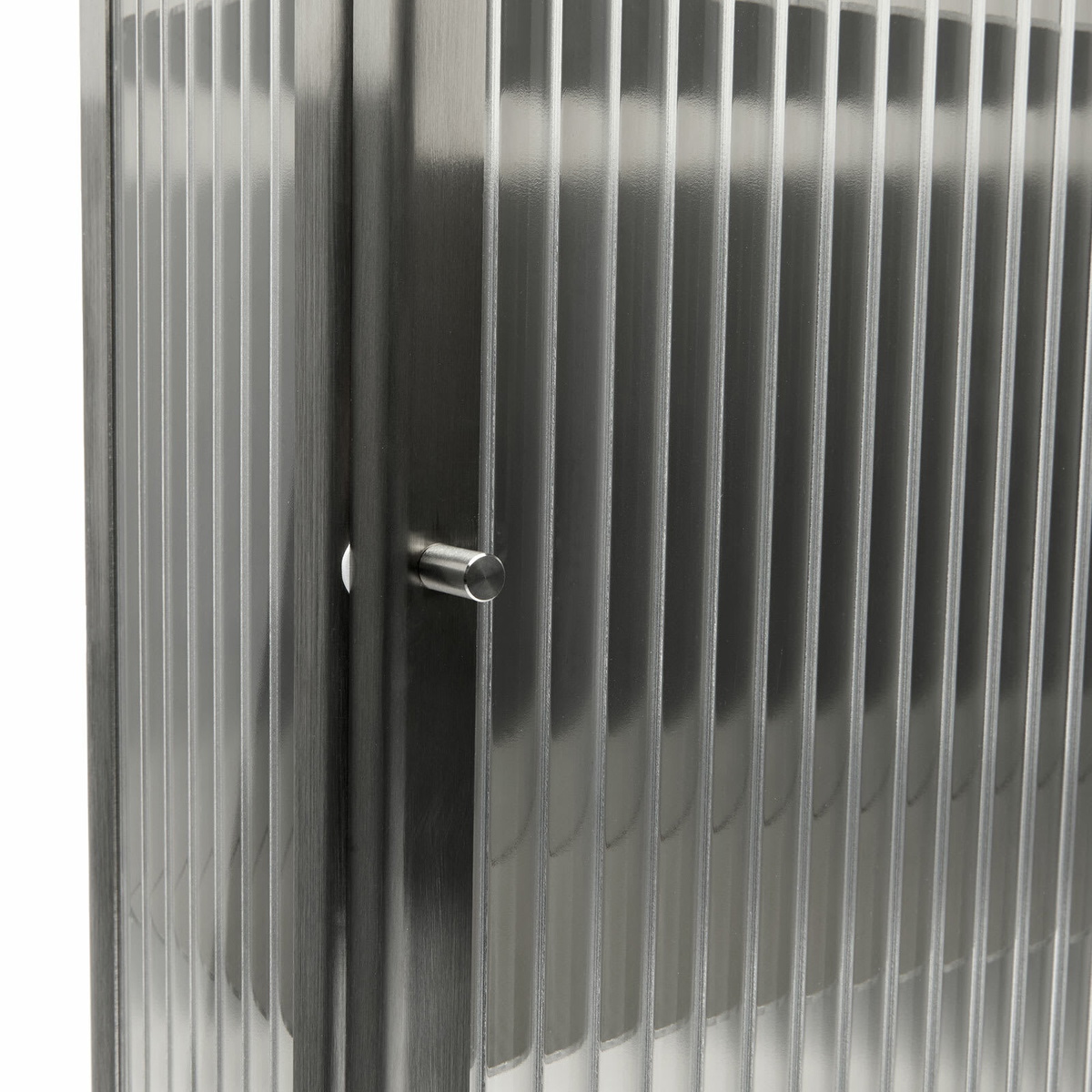 ferm LIVING Haze Wall Cabinet - Reeded Glass in Stainless Steel 