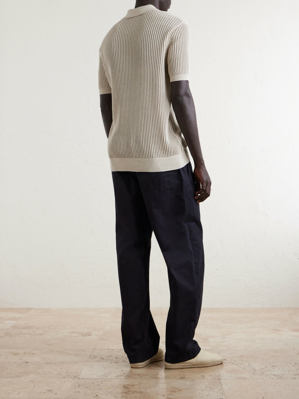 Frescobol Carioca - Vidal Ribbed Cotton and Linen-Blend Polo Shirt - Neutrals