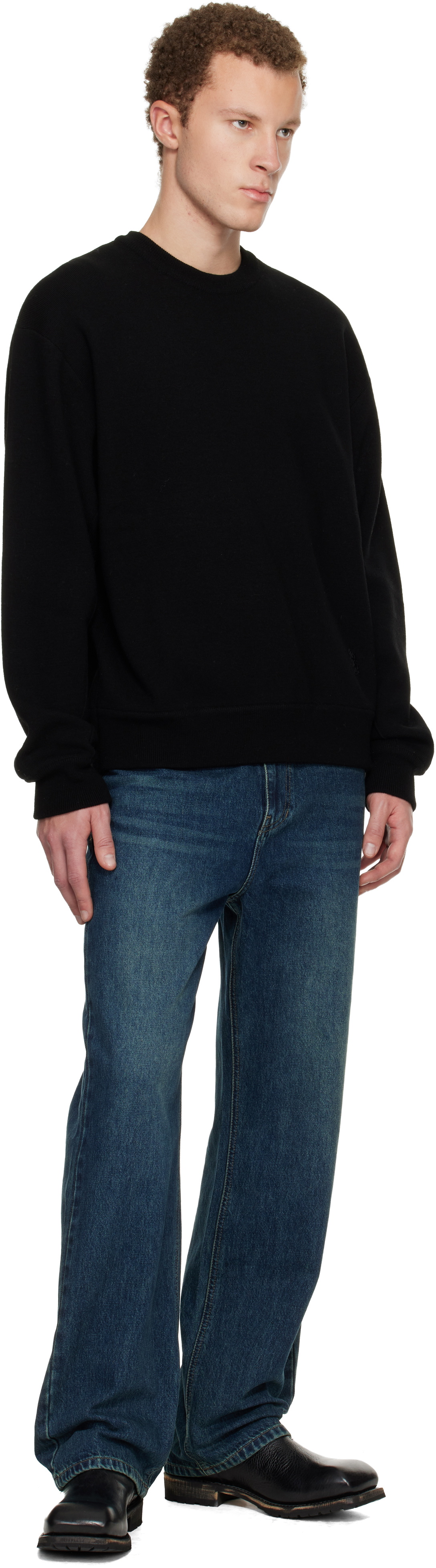 WOOYOUNGMI Black Round Neck Sweater