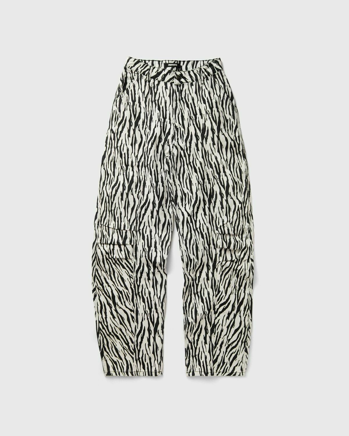 ROTATE Birger Christensen PRINTED TWILL CARGO PANTS black/white Womens Casual Pant