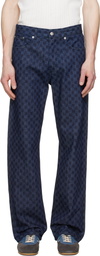 Dries Van Noten Navy Printed-Graphic Jeans