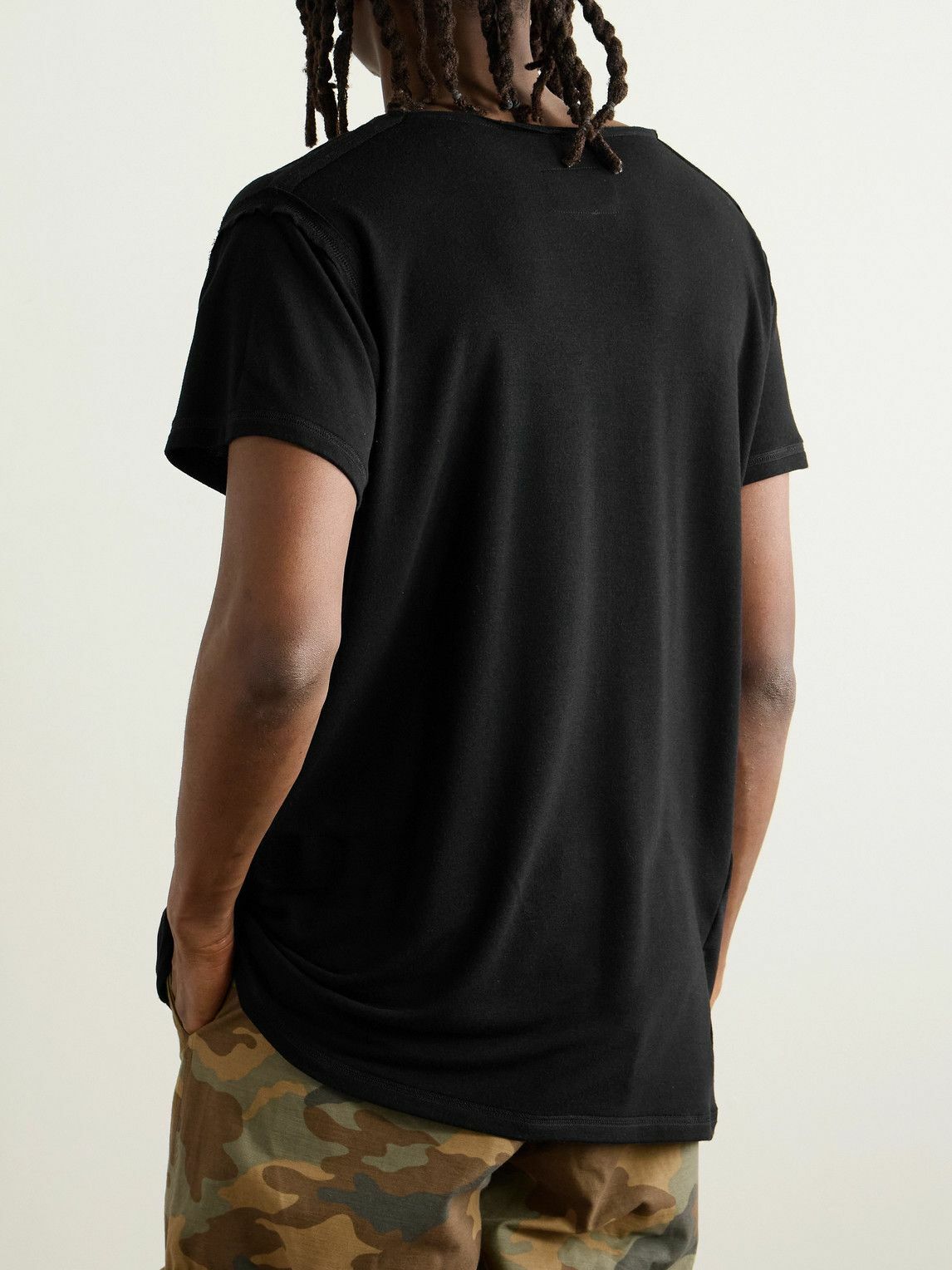 Greg Lauren - Panelled Cotton-Jersey T-Shirt - Black