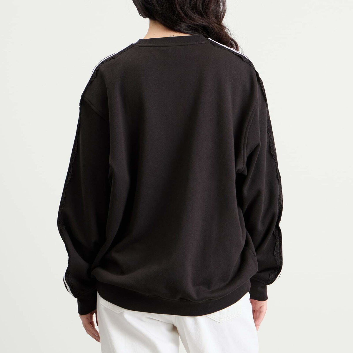 Adidas Women's Lace 3 Stripe Crew Sweatshirt in Night Brown