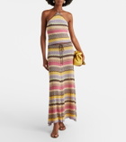 Faithfull Ria chevron halterneck lamé top