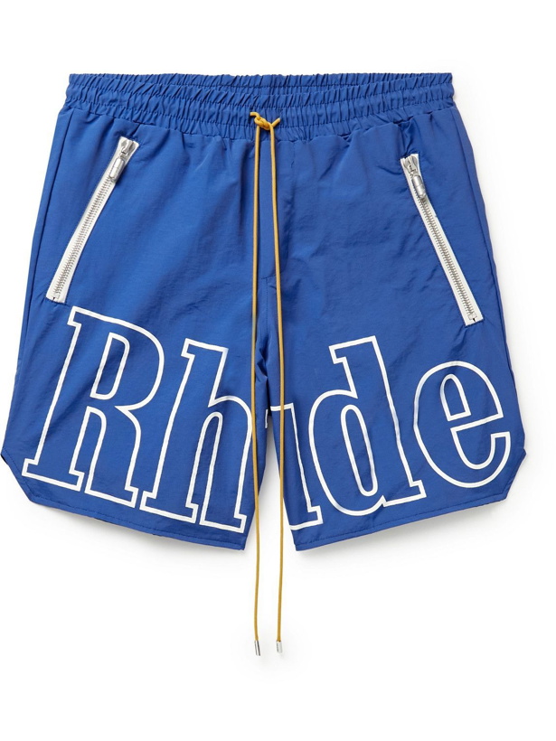 Photo: Rhude - McLaren Logo-Print Nylon Drawstring Shorts - Blue