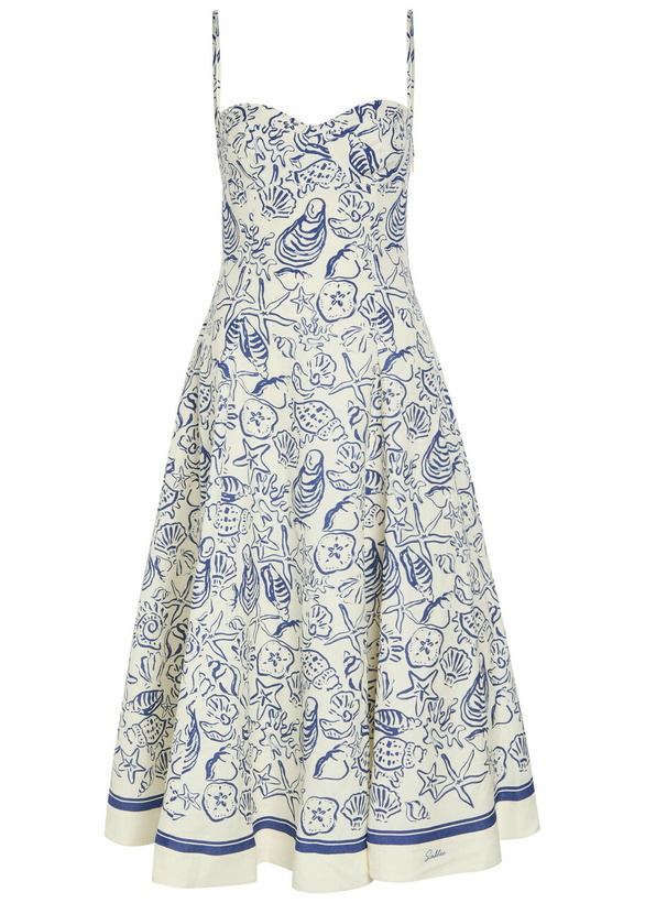 Photo: Simkhai Analise Printed Linen-blend Midi Dress Blue