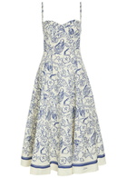 Simkhai Analise Printed Linen-blend Midi Dress Blue