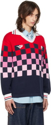 RICE NINE TEN Multicolor Checkrd Soccer Jersey Sweater
