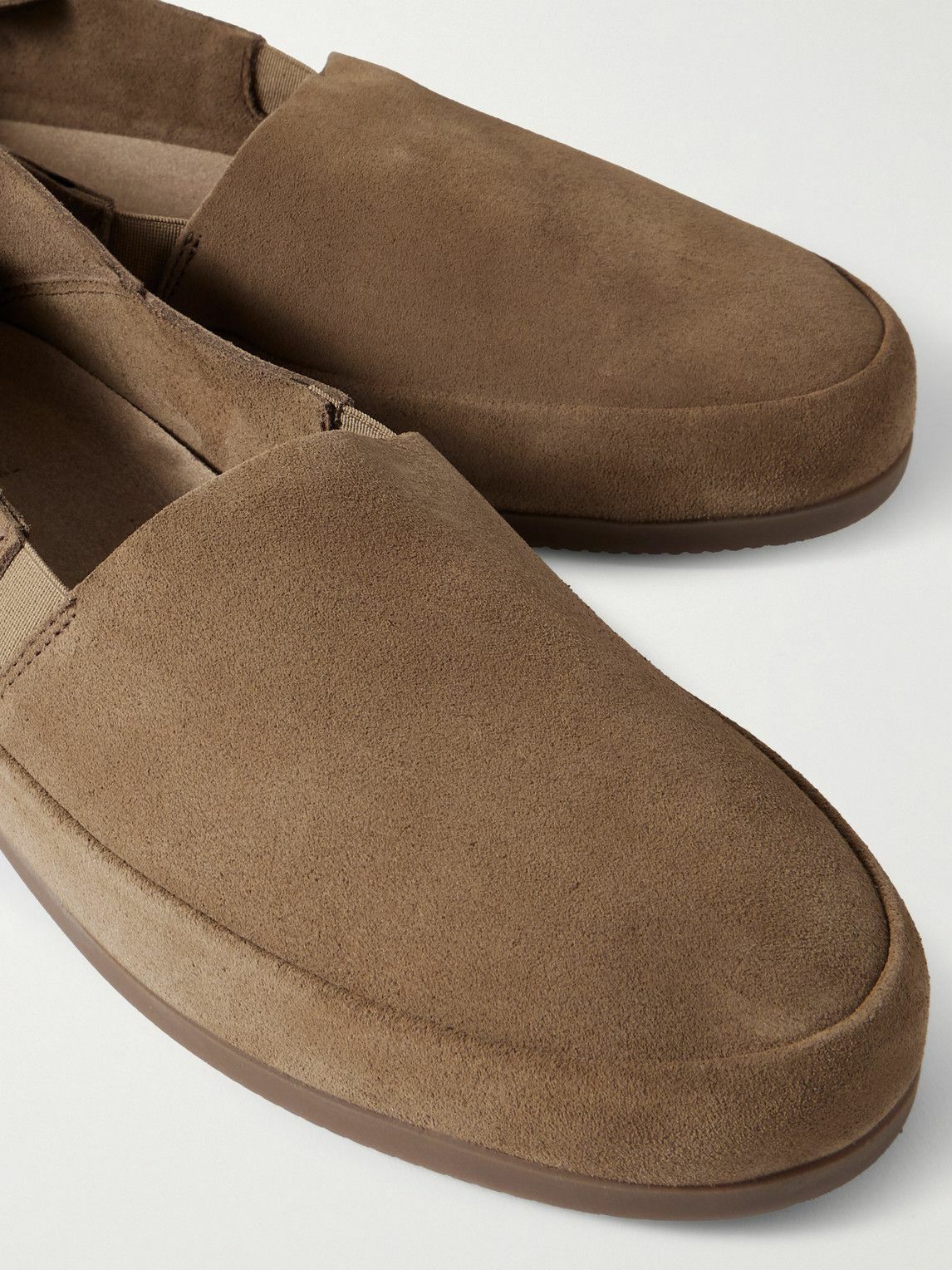 Mulo - Collapsible-Heel Suede Loafers - Brown