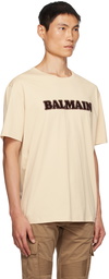 Balmain Beige Retro Flocked T-Shirt