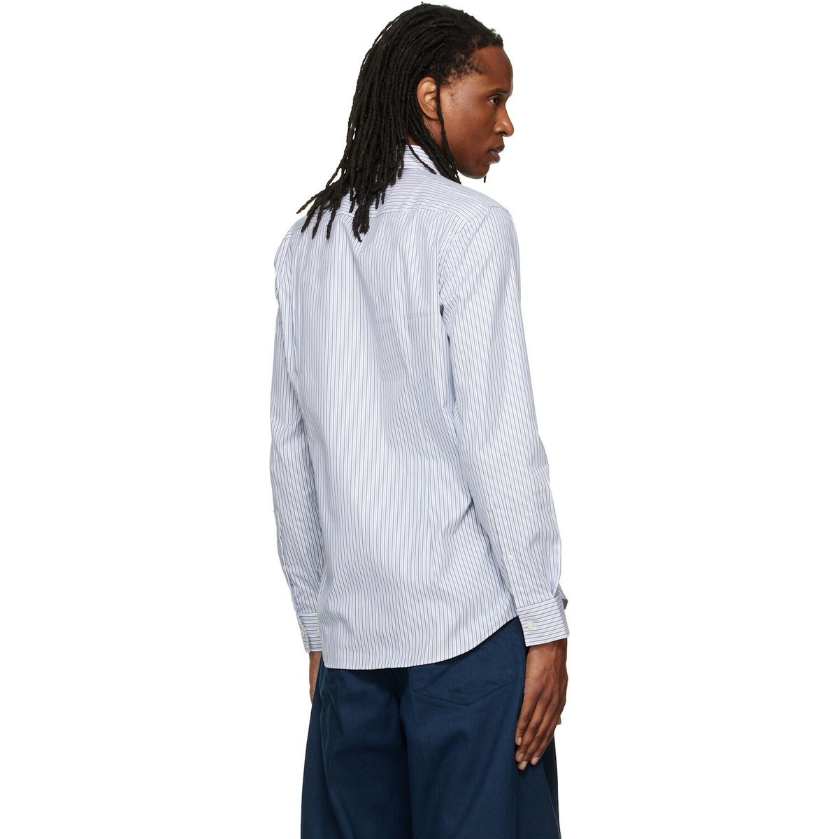 Hugo White & Blue Slim-Fit Oxford Cotton Shirt