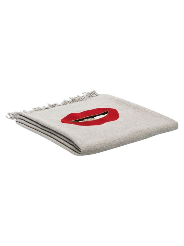 Photo: Jonathan Adler Grey Lips Embellished Throw