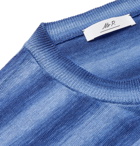 Mr P. - Striped Knitted Linen T-Shirt - Blue