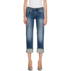 R13 Blue Cuffed Boy Straight Jeans